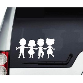 In-Style Decals Vinyl Decal Art Sticker 6" w x 3.2" h Cute Little Kids Holding Hands Dance Removable Design for Car Truck Window Bumper Laptop Wall 3067