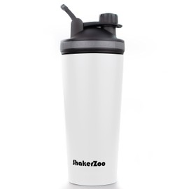 ShakerZoo-1 Pack-Protein Shaker bottles for Protein Mixes, Insulated Stainless Steel Shaker cup (White)