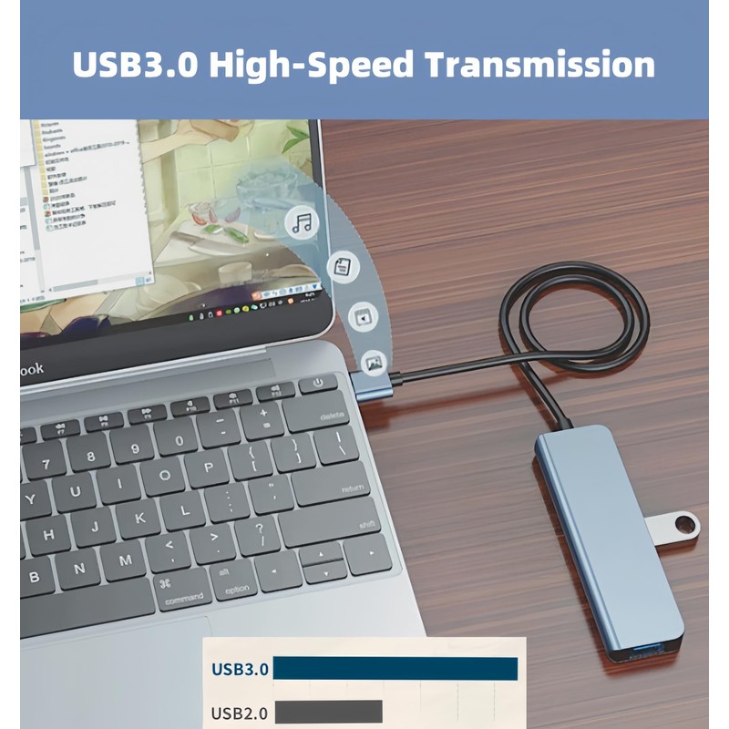 Qjin USB 3.0 Hub for Acer, Dell, HP Laptop, TV