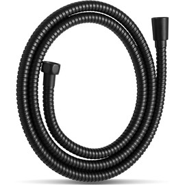 OFFO Shower Hose, Stainless Steel Replacement High Pressure Shower Pipe, Kink Protection, Shower Hose for Bathroom Fittings, Matte Black, 1.6 m