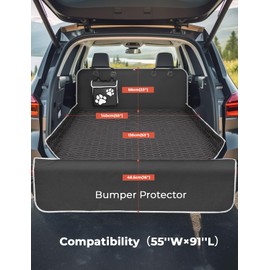 Oasser SUV Cargo Liner for Dogs Large Cargo Liner for SUV Waterproof Trunk Cover for Dogs with Detachable Pocket (Black, XL (55 x 91inch)