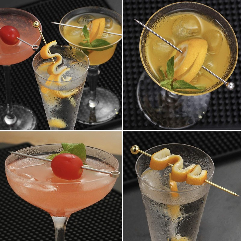 PartyWoo 4711100062510 18 pcs, 4.2 inch Martini, Silver Skewers, Toothpicks,