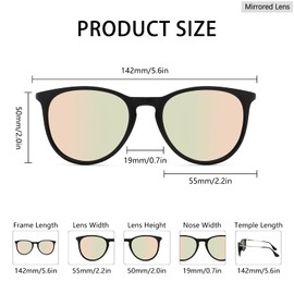 Long Keeper Retro Round Sunglasses Women's Polarised Sunglasses Vintage Round Unisex Polarised Sunglasses Women Men UV400, Black #3, Unit size