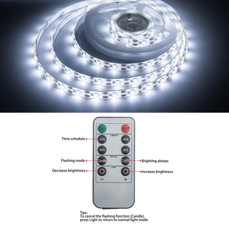 Marreal Battery Powered Led Strip Lights,6.56FT 120Led Battery led Strip