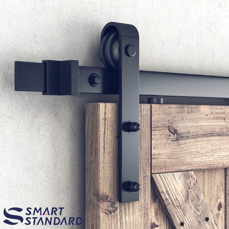 SMARTSTANDARD 6.6 FT Double Barn Door Hardware Kit, Sliding Door