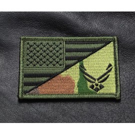 USA AIR FORCE LOGO  USA FLAG EMBROIDERED TACTICAL 3 INCH  HOOK PATCH