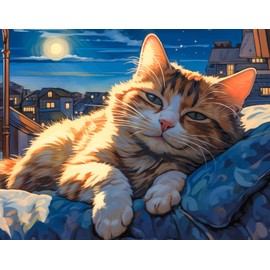 100 Piece Puzzles for Kids, Sleepy Cat 100 Piece Puzzles for Adults, Side Lying Cat Puzzle Cozy Scene Puzzle, Cute Kitten Jigsaw Puzzles 100 Pieces for Seniors Teens Kids Ages 6-10