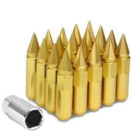 60mm Aluminum M12 x 1.5 6-Point 20mm OD Gold 20 Lug Nuts with 30mm Caps Set Adapter, Gold