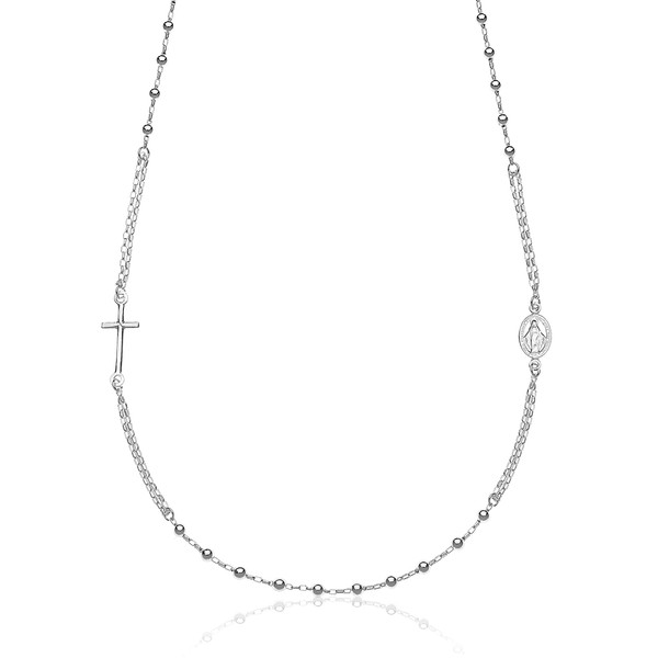 AKA Gioielli® - 925 Silver Rosary Necklace with Virgin Mary