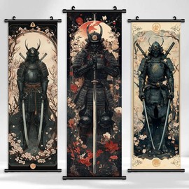 Samurai Pattern Canvas Painting, 3 Counts/set Modern Wall Art Painting, Wall Art Decor for Home Living Room Bedroom Office - Specification: H, Color: Multicolor