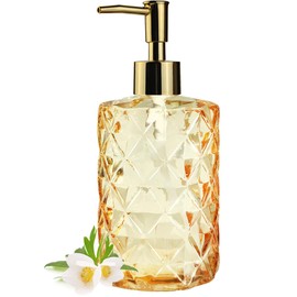 Soap Dispenser with Pump Glass Hand Soap Dispenser Decorative Orange Liquid Dish Dispenser Bottle for Kitchen Sink Cute Bathroom Kitchen Accessories Decor