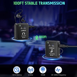 LEKATO Wireless in Ear Monitor System MS-2 for Stage, Upgraded 2.4G Stereo IEM System Low Latency with Transmitter Beltpack Receiver Auto-Pairing,One to More, in-Ear Monitoring for Church,Band,Singer:_JAMELO MS-10 Wireless Transmitter Receiver  2.4G