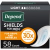 Depend Shields Incontinence Pads for Men, Light Absorbency, 58 Count