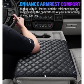 Sinvanho Thickened Center Console Armrest Cover for Ford F150 F250 F350 F450 2015-2022 Accessories, PU Leather Middle Console Protective Cover, Arm Rest Box Lid Cushion, Only with 40/20/40 Jump Seat