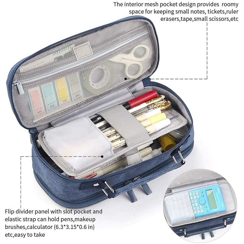 EULANT Pencil Case Teenager Girls, Large Pencil Case with 3