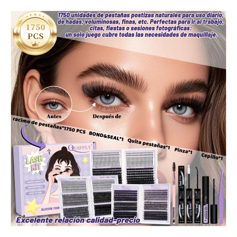 Kit De Extensión De Pestañas De Capacidad Extragrande