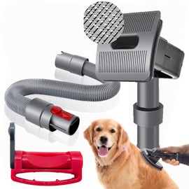 Groom Tool Attachments Brush with Trigger Lock & 24in Extension Vacuum Hose,Pet Dog Grooming Brush Compatible with Dyson V7 V8 V10 V11 V12 V15 Vacuum-4Pcs
