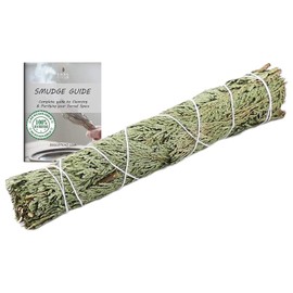 Soul Sticks 1 Pack 9 Inch Organic Cedar Sage Smudge Stick with Starter Guide | Floral Sage House Blessing | Sage for Cleansing House | Sage for Smudging Wand & Negative Energy | Big Sage Smudge Stick