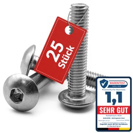 Qualinos 25 x fence screws for double rod mat fence attachment to posts M8 x 40 mm 5.5 mm ISK made of V2A stainless steel, the fence construction screw as rod mat fence accessory for gabions and rod
