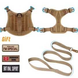 Hanshengday Tactical Dog Harness for Small Dogs, Military Puppy Vest Harness and Leash for Outdoor Training, Adjustable Service Dog Vest with Handle, 3 Patches