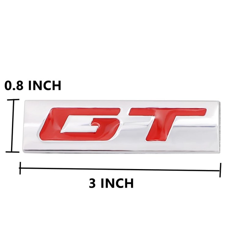 CARRUN 2 Pcs GT Emblem 3D Metal Nameplate Badge Decal