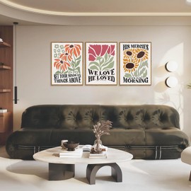 Dytila Framed Christian Bible Scripture Wall Art Set of 3, Flower Marke Pictures Wall Decor Inspirational Paintings Religious Verses Canvas Prints, Artwork for Christian Women & Teen Girls 12x16 in