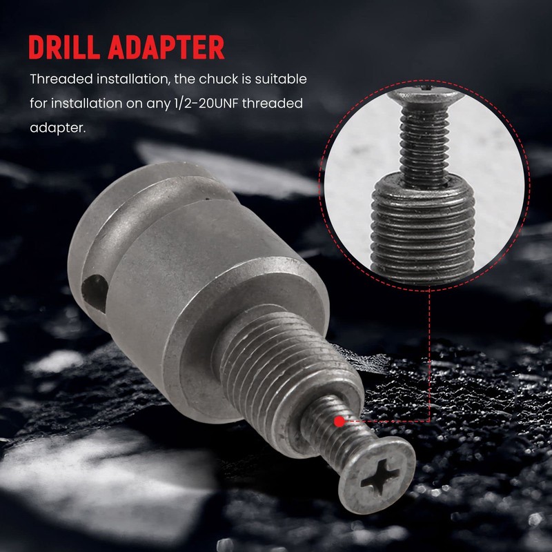 RANJOVER 3-16mm Drill Chuck Converter 1/2Inch- 20UNF Thread Quick Change