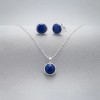 ABARCA - Dije Y Cadena Con Aretes Circulo Azul Plata