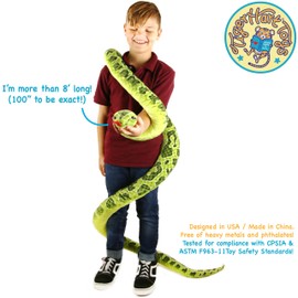TigerHart Gustavo The Green Anaconda - 100 Inch Stuffed Animal Plush