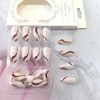 Multicolor Wavy Stripe Glue on Nails Medium Almond Press on