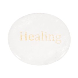 PATIKIL Natural Thumb Worry Stone, 1.8"x1.5" Oval Crystal Stone with Inspirational Words, Pocket Rock Anxiety Crystals for Women Stress Gifts Meditation, Clear Quartz(Word H)