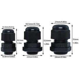 Bxian 15pcs Conductor Protector Cable Connector PG7 PG9 PG11 Plastic Cable Glands Sealing Fitting with Sealing Ring