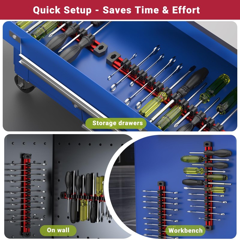 Preciva 2 PCS Magnetic Tool Holder with 24 Sliding Clips,