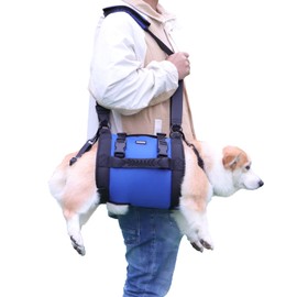 Dog Carry Sling, Emergency Backpack Pet Legs Support & Rehabilitation Dog Lift Harness for Nail Trimming, Dog Carrier for Senior Dogs Joint Injuries, Arthritis, Up and Down Stairs (Blue, L)