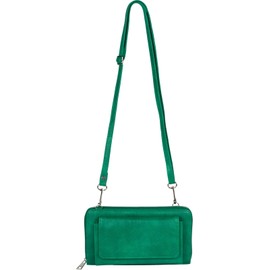 styleBREAKER Damen Handy Geldbörse mit Reißverschluss und Schultergurt, Umhängetasche, Handytasche, Crossbag 02040157, Farbe:Smaragdgrün