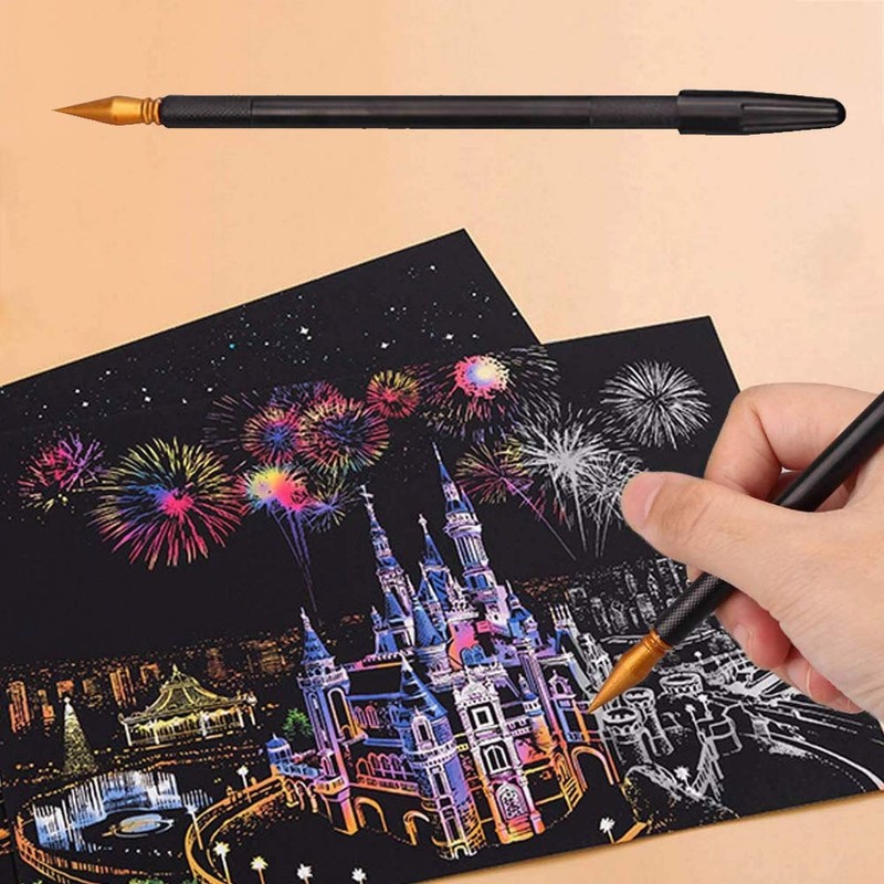 LOOKSEVEN Scratch Tools Set Scraper Pen, 6 Pcs Scratching Art