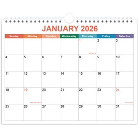 2026 Calendar - 12 Months Calendar from January 2026 - December 2026, Calendar 2026 with Thick Paper, 8.5" x 11", Colorful