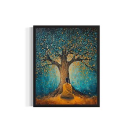 Buddha Bodhi - Póster de arte de árbol, fe religiosa, arte espiritual para pared, oración de adoración, arte religioso para sala de estar y baño, 34 años (árbol bodhi de Buda, 8 x 10 pulgadas, sin