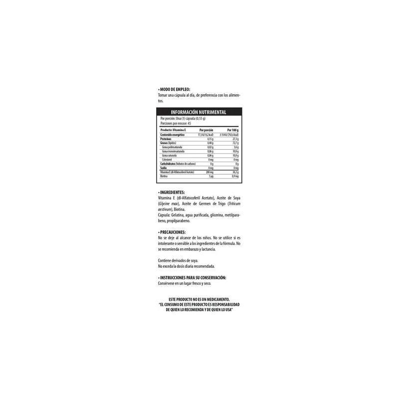 Solanum Pharma Vitamina E Biotina 45 Cps 550 Mg Cu