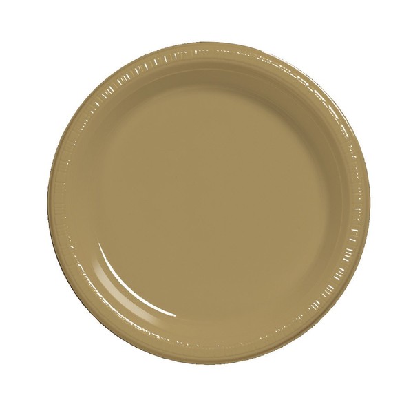 Creative Converting Touch of Color 20 Count Plastic Lunch Plates, Glittering Gold