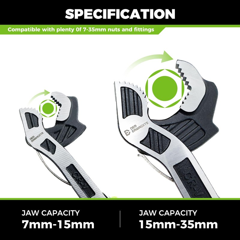 Der Erwachte Multi-function Adjustable Pipe Wrench Set, 2-Piece, Quick Self-Adjusting,