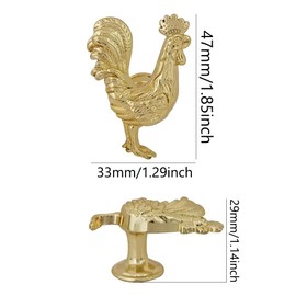 Mizhang Gold Rooster Knobs (4pcs), Zinc Alloy Hardware Handle for Cabinet and Drawers, Decorative Furniture Handles for Kitchen, Living Room, Bedroom