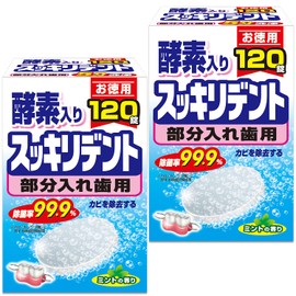 [Bulk Purchase] Clean Dent Denture Cleaning Agent for Portions, Contains Enzymes, Mint Scent, 120 Tablets x 2