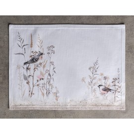 Maison d' Hermine Placemats 100% Cotton Decorative Cloth Place Mat Washable Dinner Placemat, Holiday, Dinner, Wedding & Dining, Meadow Florals - Brown - Spring/Summer (Set of 4)