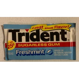 Trident NOS Sealed Original 1990 Unopened Gum Pack Trident Sugarless Fresh Mint 25 Cents