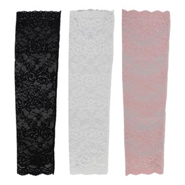 3 Pairs of Lace Sleeves, Lace Arm Sleeves, Suitable for Weddings, Dances, Tea Parties, Role Play, Parties, Costume Accessories (Black, White and Pink)