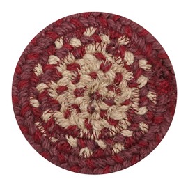 Autumn Maple Jute Braided Coasters 4", Rustic Primitive Decor, Set of 6, Burgundy & Tan - Durable, Absorbs Moisture, Easy to Clean and Protects Furniture