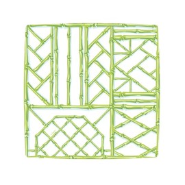 Caspari Bamboo Screen Moss Green Square Salad & Dessert Plates -8 Paper Plates per Pack, 4 PACKS