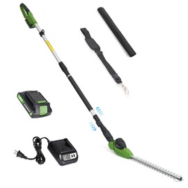 19" Pole Hedge Trimmer Cordless, Compatible with CURECURE 20V Battery, Hedge Trimmer with Extension Pole, 9.2-Feet Reach, 3/5'' Cutting Thickness, 135° Adjustable, Safety Lock, 7.9LBS Lightweight