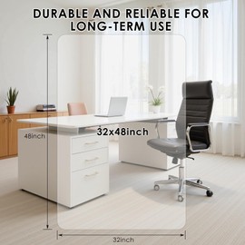 Kuyal 1/5" Thick Office Chair Mat, 32" x48" Heavy Duty Hard Computer Chair Mat, Under Desk Protector Carpeted Floors Mats, Easy Chair Movement, Can be Used on Carpet or Hard Floor, Ship Flat